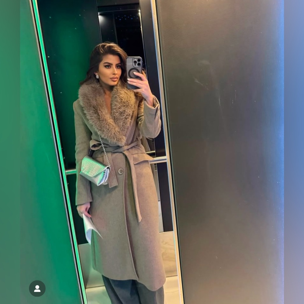 Zara Beige Fur-Trimmed Coat - Picture 5 of 16